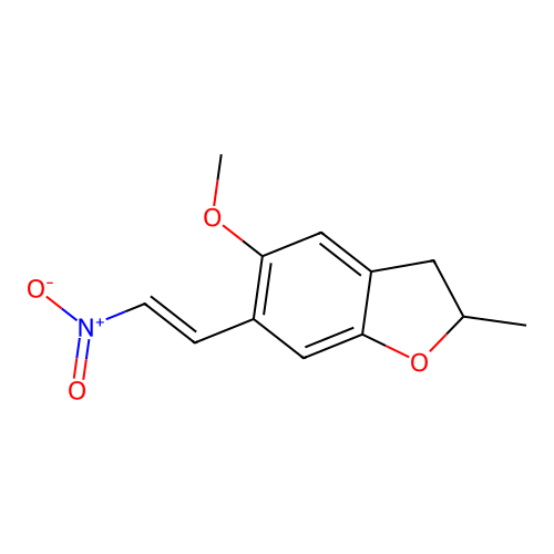 5-methoxy-2-methyl-6-[(E)-2-nitroethenyl]-2,3-dihydro-1-benzofuran structure
