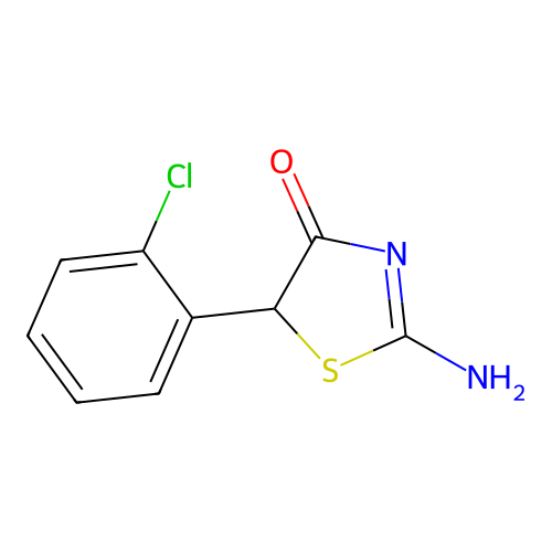 2-Amino-5-(2-chlorophenyl)-1,3-thiazol-4-one structure