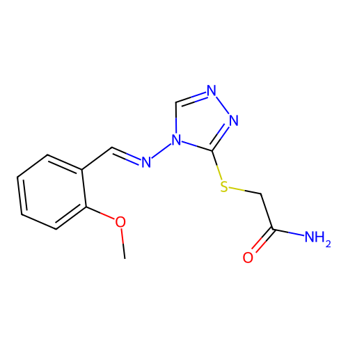 2-[[4-[(2-Methoxyphenyl)methylideneamino]-1,2,4-triazol-3-yl]sulfanyl]acetamide structure