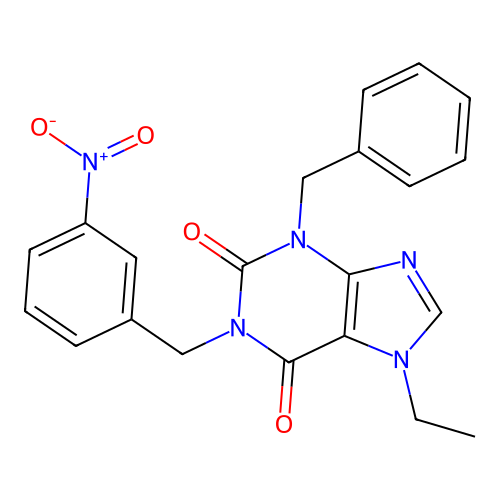 3-Benzyl-7-ethyl-1-[(3-nitrophenyl)methyl]purine-2,6-dione structure