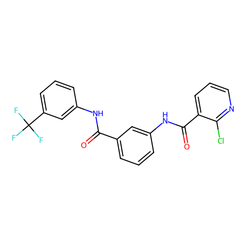 2-chloro-N-[3-[[3-(trifluoromethyl)phenyl]carbamoyl]phenyl]pyridine-3-carboxamide structure