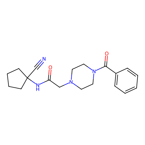 2-(4-benzoylpiperazin-1-yl)-N-(1-cyanocyclopentyl)acetamide structure