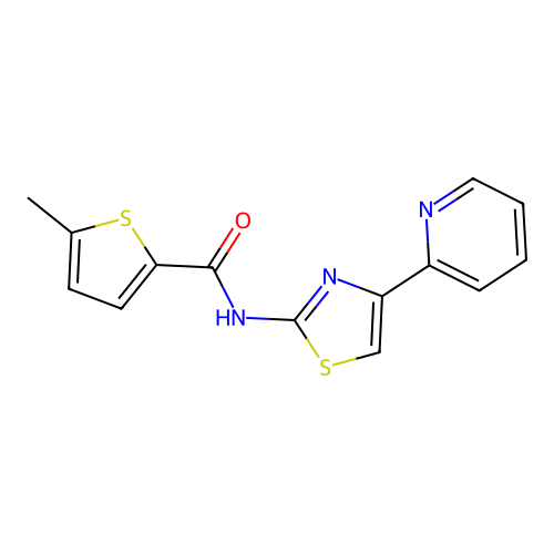 5-methyl-N-(4-pyridin-2-yl-1,3-thiazol-2-yl)thiophene-2-carboxamide structure