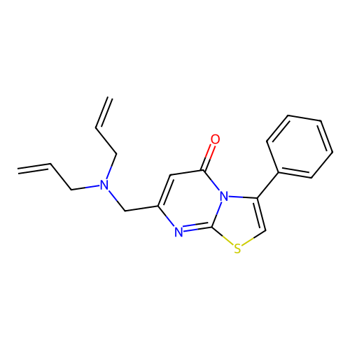 7-[[Bis(prop-2-enyl)amino]methyl]-3-phenyl-[1,3]thiazolo[3,2-a]pyrimidin-5-one structure