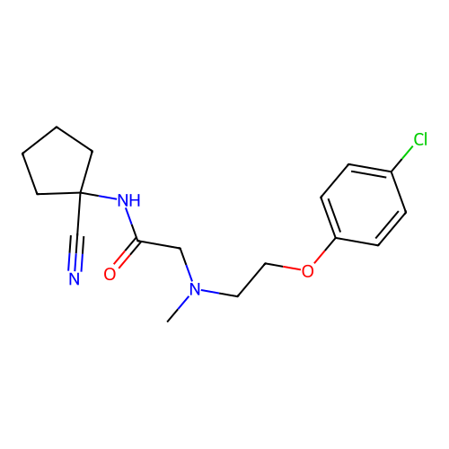2-((2-(4-Chlorophenoxy)ethyl)(methyl)amino)-N-(1-cyanocyclopentyl)acetamide structure