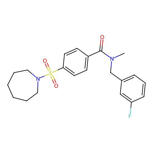 4-(azepan-1-ylsulfonyl)-N-[(3-fluorophenyl)methyl]-N-methylbenzamide structure