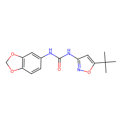 1-(Benzo[d][1,3]dioxol-5-yl)-3-(5-(tert-butyl)isoxazol-3-yl)urea structure
