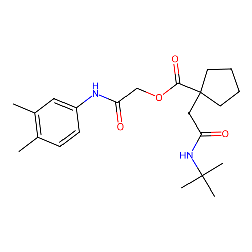 [2-(3,4-dimethylanilino)-2-oxoethyl] 1-[2-(tert-butylamino)-2-oxoethyl]cyclopentane-1-carboxylate structure