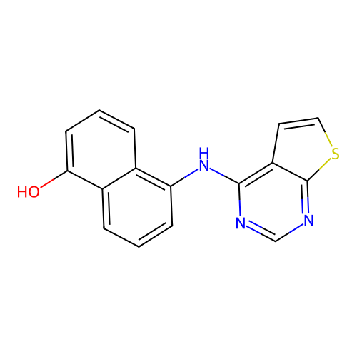 5-(Thieno[2,3-d]pyrimidin-4-ylamino)naphthalen-1-ol structure