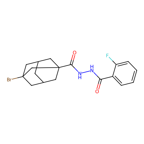 3-bromo-N'-(2-fluorobenzoyl)adamantane-1-carbohydrazide structure