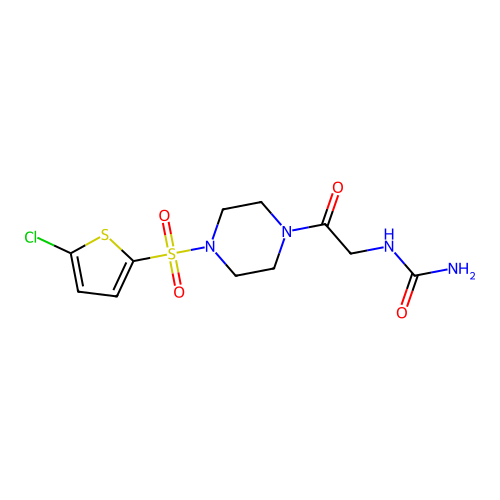 [2-[4-(5-Chlorothiophen-2-yl)sulfonylpiperazin-1-yl]-2-oxoethyl]urea structure