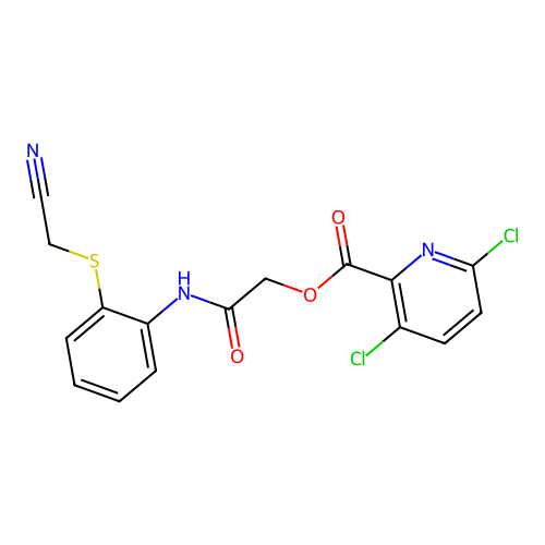 ({2-[(cyanomethyl)sulfanyl]phenyl}carbamoyl)methyl 3,6-dichloropyridine-2-carboxylate structure