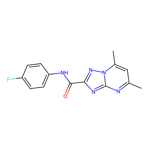 N-(4-fluorophenyl)-5,7-dimethyl-[1,2,4]triazolo[1,5-a]pyrimidine-2-carboxamide structure