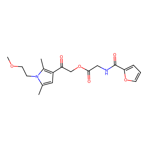 [2-[1-(2-methoxyethyl)-2,5-dimethylpyrrol-3-yl]-2-oxoethyl] 2-(furan-2-carbonylamino)acetate structure