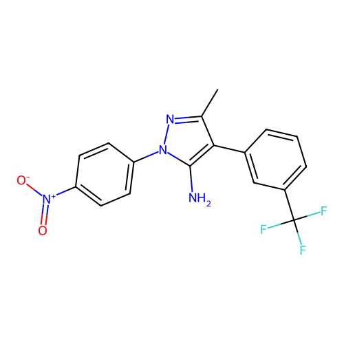 3-Methyl-1-(4-nitrophenyl)-4-(3-(trifluoromethyl)phenyl)-1H-pyrazol-5-amine structure