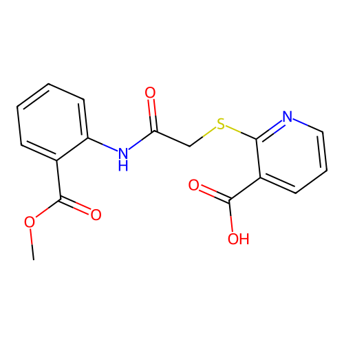 2-((2-((2-(Methoxycarbonyl)phenyl)amino)-2-oxoethyl)thio)nicotinic acid structure