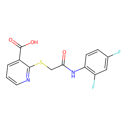 2-((2-((2,4-Difluorophenyl)amino)-2-oxoethyl)thio)nicotinic acid structure