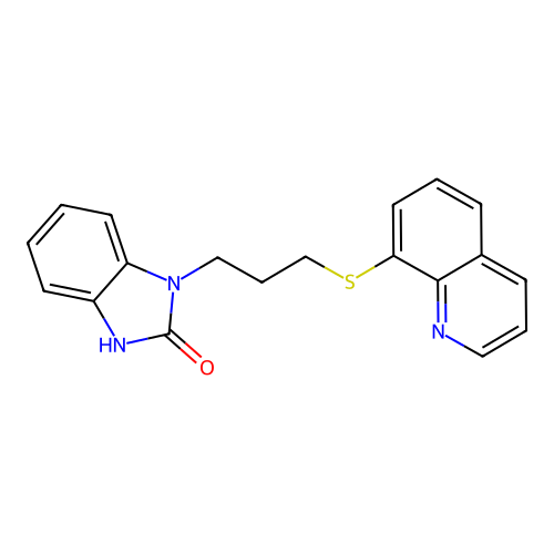 1-[3-(quinolin-8-ylsulfanyl)propyl]-2,3-dihydro-1H-1,3-benzodiazol-2-one structure