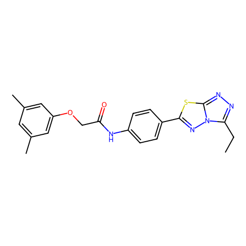 2-(3,5-Dimethylphenoxy)-N-[4-(3-ethyl-1,2,4-triazolo[3,4-b][1,3,4]thiadiazol-6-yl)phenyl]acetamide structure