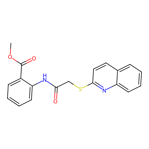 Methyl 2-(2-(2-quinolylthio)acetylamino)benzoate structure