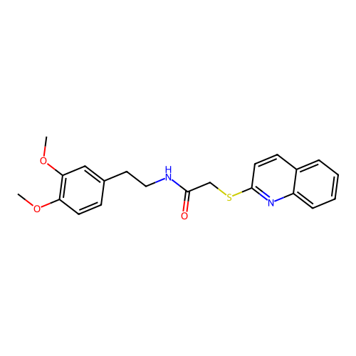 N-[2-(3,4-dimethoxyphenyl)ethyl]-2-(quinolin-2-ylsulfanyl)acetamide structure