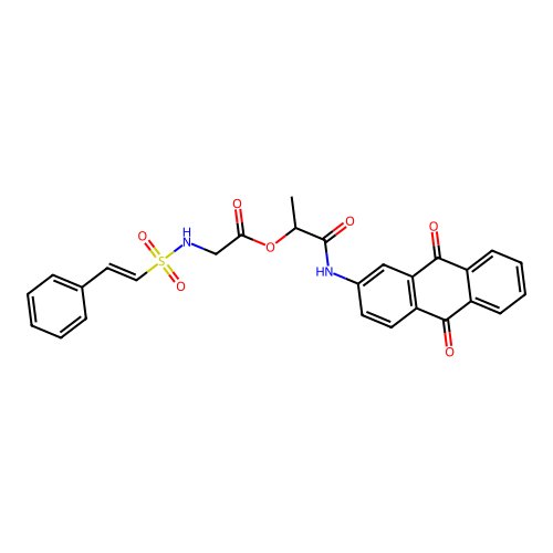 [1-[(9,10-dioxoanthracen-2-yl)amino]-1-oxopropan-2-yl] 2-[[(E)-2-phenylethenyl]sulfonylamino]acetate structure