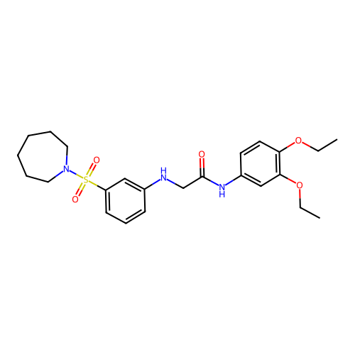 2-[3-(azepan-1-ylsulfonyl)anilino]-N-(3,4-diethoxyphenyl)acetamide structure