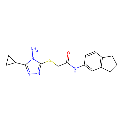 2-[(4-amino-5-cyclopropyl-1,2,4-triazol-3-yl)sulfanyl]-N-(2,3-dihydro-1H-inden-5-yl)acetamide structure