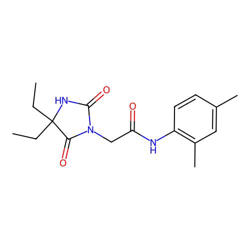2-(4,4-diethyl-2,5-dioxoimidazolidin-1-yl)-N-(2,4-dimethylphenyl)acetamide structure