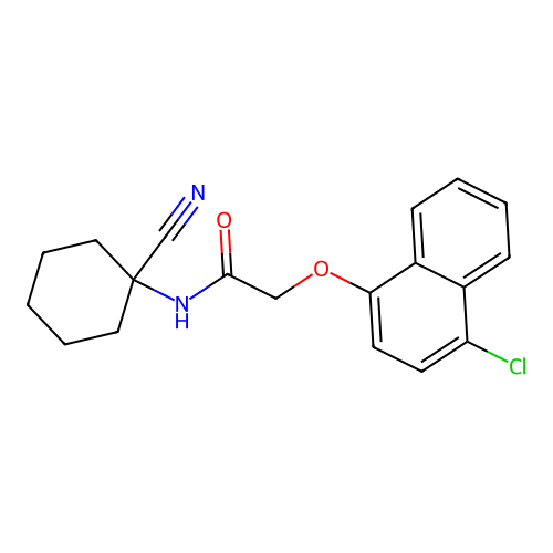 2-[(4-chloronaphthalen-1-yl)oxy]-N-(1-cyanocyclohexyl)acetamide structure