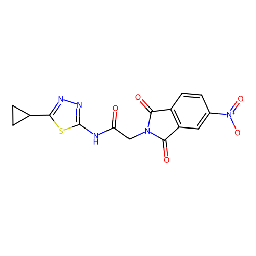 N-(5-cyclopropyl-1,3,4-thiadiazol-2-yl)-2-(5-nitro-1,3-dioxoisoindol-2-yl)acetamide structure