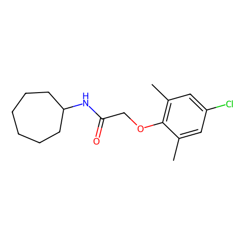 2-(4-chloro-2,6-dimethylphenoxy)-N-cycloheptylacetamide structure