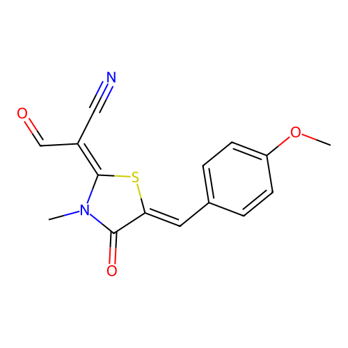 2-[5-[(4-Methoxyphenyl)methylene]-3-methyl-4-oxo-2-thiazolidinylidene]-3-oxopropanenitrile structure