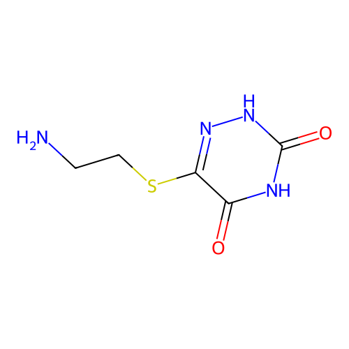 6-[(2-Aminoethyl)sulfanyl]-2,3,4,5-tetrahydro-1,2,4-triazine-3,5-dione structure