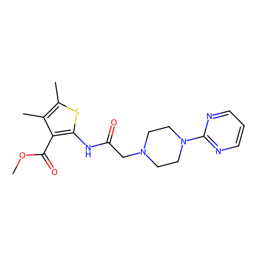 Methyl 4,5-dimethyl-2-[[2-(4-pyrimidin-2-ylpiperazin-1-yl)acetyl]amino]thiophene-3-carboxylate structure