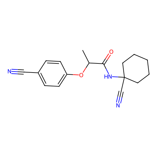 N-(1-cyanocyclohexyl)-2-(4-cyanophenoxy)propanamide structure