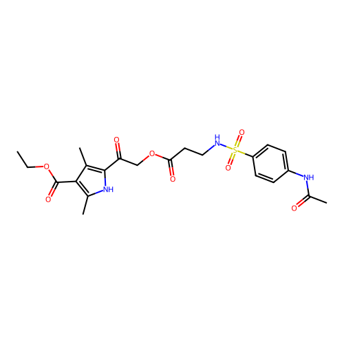ethyl 5-[2-[3-[(4-acetamidophenyl)sulfonylamino]propanoyloxy]acetyl]-2,4-dimethyl-1H-pyrrole-3-carboxylate structure