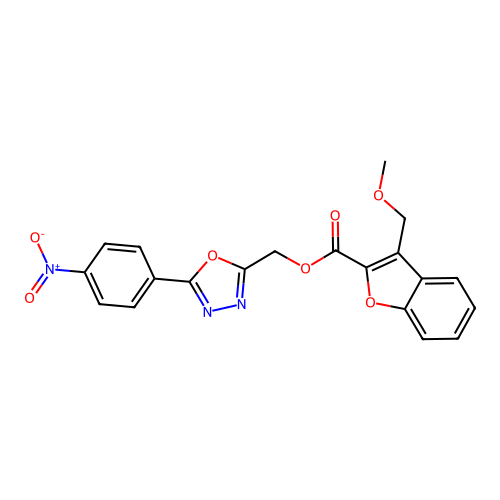 [5-(4-nitrophenyl)-1,3,4-oxadiazol-2-yl]methyl 3-(methoxymethyl)-1-benzofuran-2-carboxylate structure