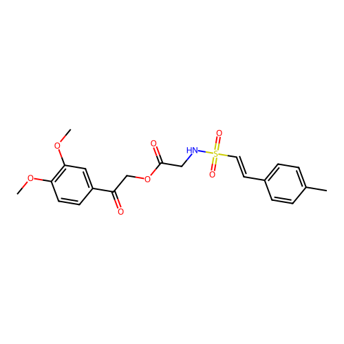 2-(3,4-dimethoxyphenyl)-2-oxoethyl 2-[2-(4-methylphenyl)ethenesulfonamido]acetate structure