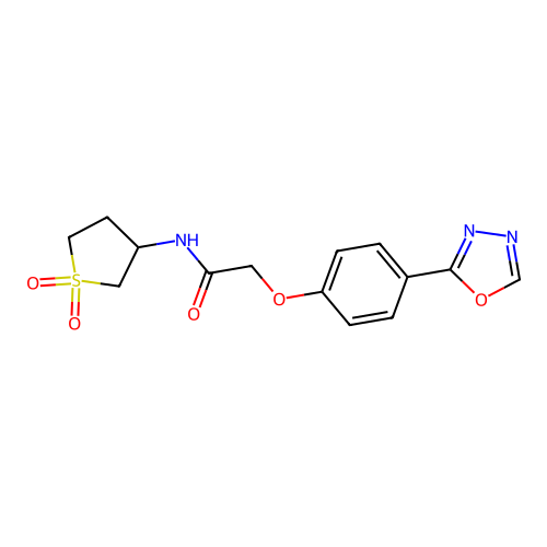 N-(1,1-dioxothiolan-3-yl)-2-[4-(1,3,4-oxadiazol-2-yl)phenoxy]acetamide structure