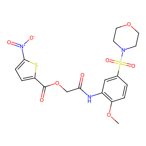 [2-(2-methoxy-5-morpholin-4-ylsulfonylanilino)-2-oxoethyl] 5-nitrothiophene-2-carboxylate structure