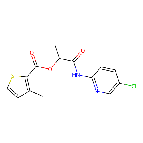 [1-[(5-chloropyridin-2-yl)amino]-1-oxopropan-2-yl] 3-methylthiophene-2-carboxylate structure