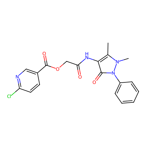 [(1,5-dimethyl-3-oxo-2-phenyl-2,3-dihydro-1H-pyrazol-4-yl)carbamoyl]methyl 6-chloropyridine-3-carboxylate structure