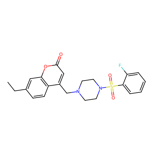 7-Ethyl-4-[[4-(2-fluorophenyl)sulfonylpiperazin-1-yl]methyl]chromen-2-one structure