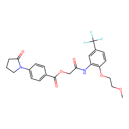 [2-[2-(2-methoxyethoxy)-5-(trifluoromethyl)anilino]-2-oxoethyl] 4-(2-oxopyrrolidin-1-yl)benzoate structure