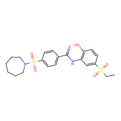4-(azepan-1-ylsulfonyl)-N-(5-ethylsulfonyl-2-hydroxyphenyl)benzamide structure