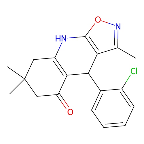 4-(2-chlorophenyl)-3,7,7-trimethyl-4H,5H,6H,7H,8H,9H-[1,2]oxazolo[5,4-b]quinolin-5-one structure