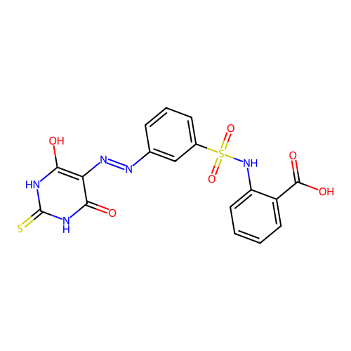 2-[[[3-[2-(Tetrahydro-4,6-dioxo-2-thioxo-5(2H)-pyrimidinylidene)hydrazinyl]phenyl]sulfonyl]amino]benzoic Acid structure