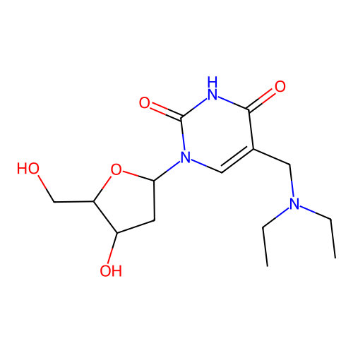 5-(diethylaminomethyl)-1-[4-hydroxy-5-(hydroxymethyl)oxolan-2-yl]pyrimidine-2,4-dione structure
