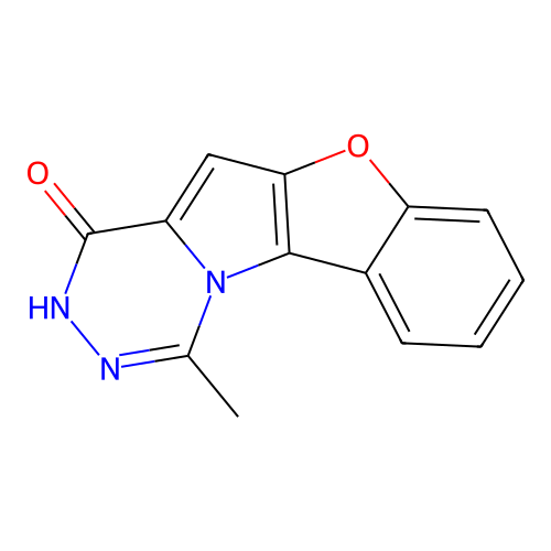 1-Methyl(1)benzofuro(2',3':4,5)pyrrolo(1,2-d)(1,2,4)triazin-4(3H)-one structure